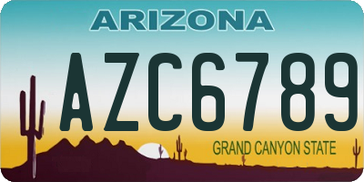 AZ license plate AZC6789
