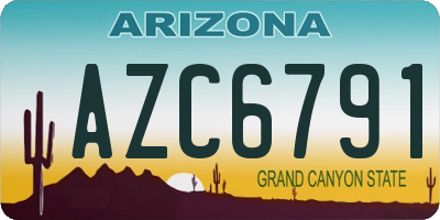 AZ license plate AZC6791