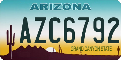 AZ license plate AZC6792