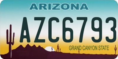 AZ license plate AZC6793