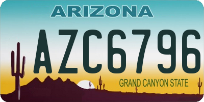 AZ license plate AZC6796