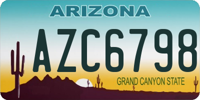 AZ license plate AZC6798