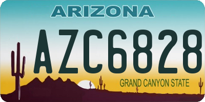 AZ license plate AZC6828