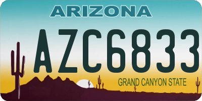 AZ license plate AZC6833