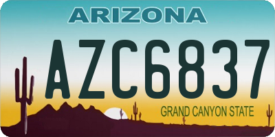 AZ license plate AZC6837