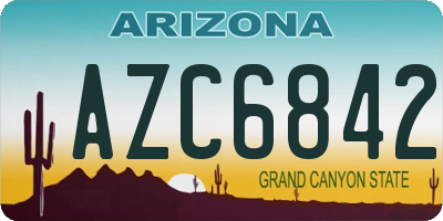 AZ license plate AZC6842