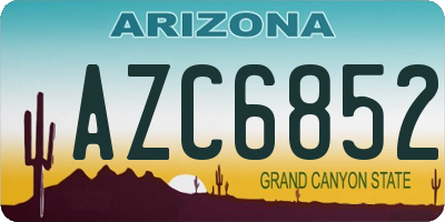 AZ license plate AZC6852