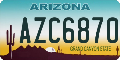 AZ license plate AZC6870