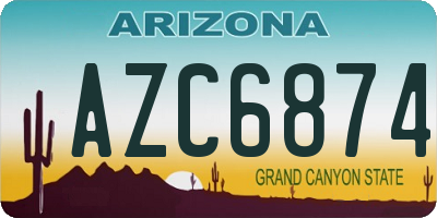 AZ license plate AZC6874