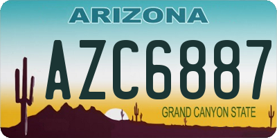 AZ license plate AZC6887