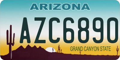 AZ license plate AZC6890