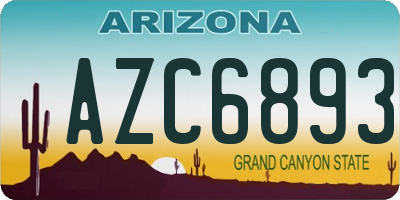 AZ license plate AZC6893
