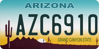 AZ license plate AZC6910