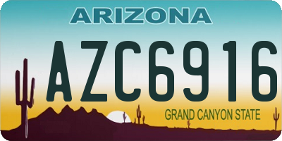 AZ license plate AZC6916