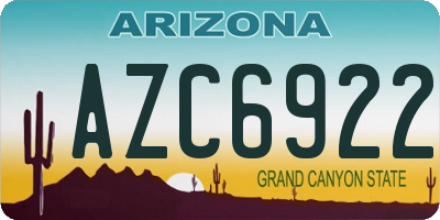 AZ license plate AZC6922