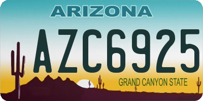 AZ license plate AZC6925