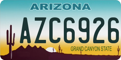 AZ license plate AZC6926