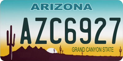 AZ license plate AZC6927