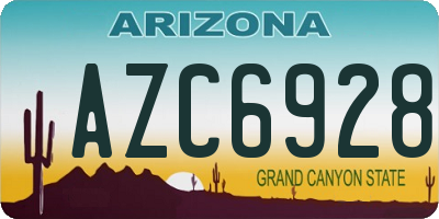 AZ license plate AZC6928