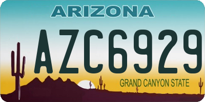AZ license plate AZC6929