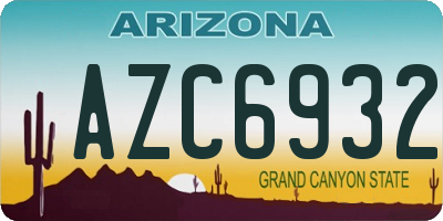 AZ license plate AZC6932