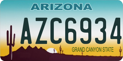 AZ license plate AZC6934