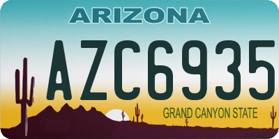 AZ license plate AZC6935