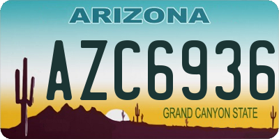 AZ license plate AZC6936