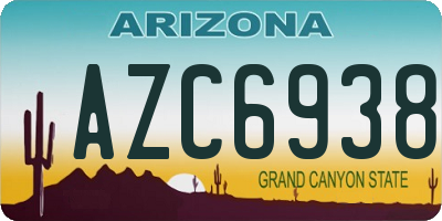 AZ license plate AZC6938