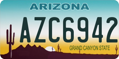 AZ license plate AZC6942