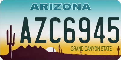 AZ license plate AZC6945