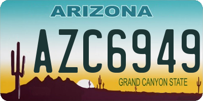 AZ license plate AZC6949