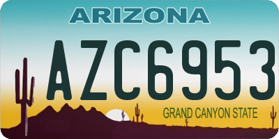 AZ license plate AZC6953
