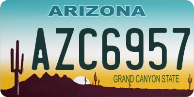 AZ license plate AZC6957