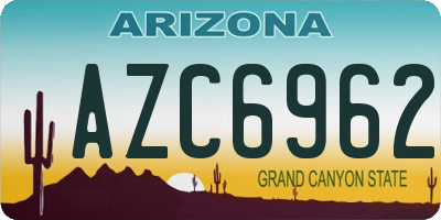 AZ license plate AZC6962