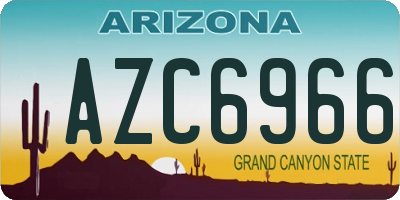 AZ license plate AZC6966