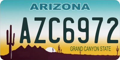 AZ license plate AZC6972