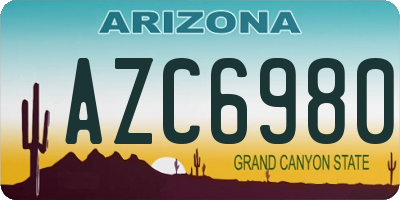 AZ license plate AZC6980
