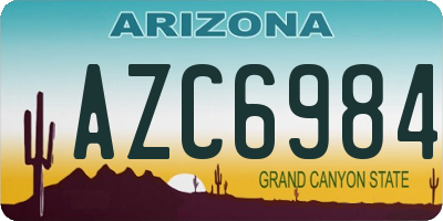 AZ license plate AZC6984