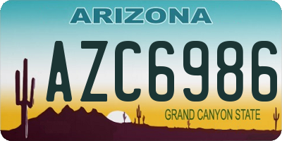 AZ license plate AZC6986