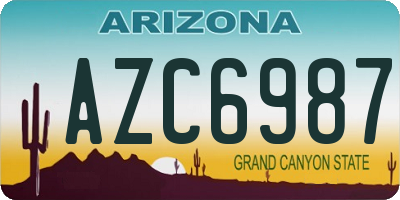 AZ license plate AZC6987