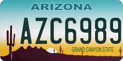 AZ license plate AZC6989