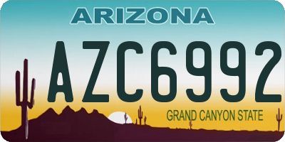 AZ license plate AZC6992