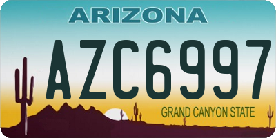 AZ license plate AZC6997