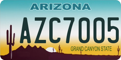 AZ license plate AZC7005