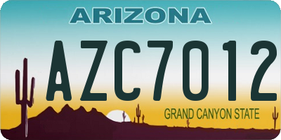 AZ license plate AZC7012
