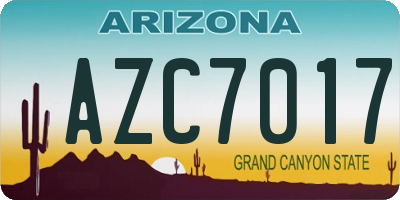 AZ license plate AZC7017