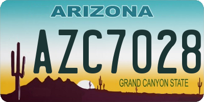 AZ license plate AZC7028