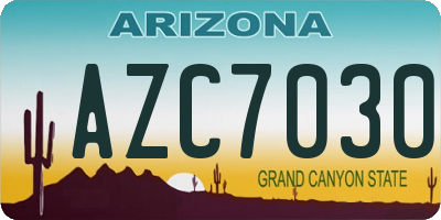 AZ license plate AZC7030