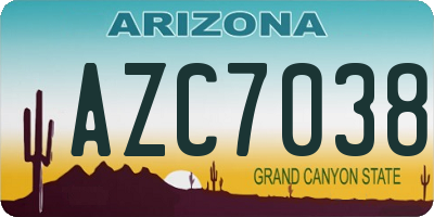 AZ license plate AZC7038